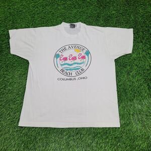 Vintage 90s Flamingo Beach Club Shirt Womens XL 21x25 White